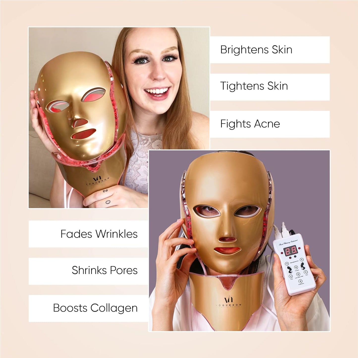 Light Therapy Mask inkl. 10 st BioAqua Serum & E-bok