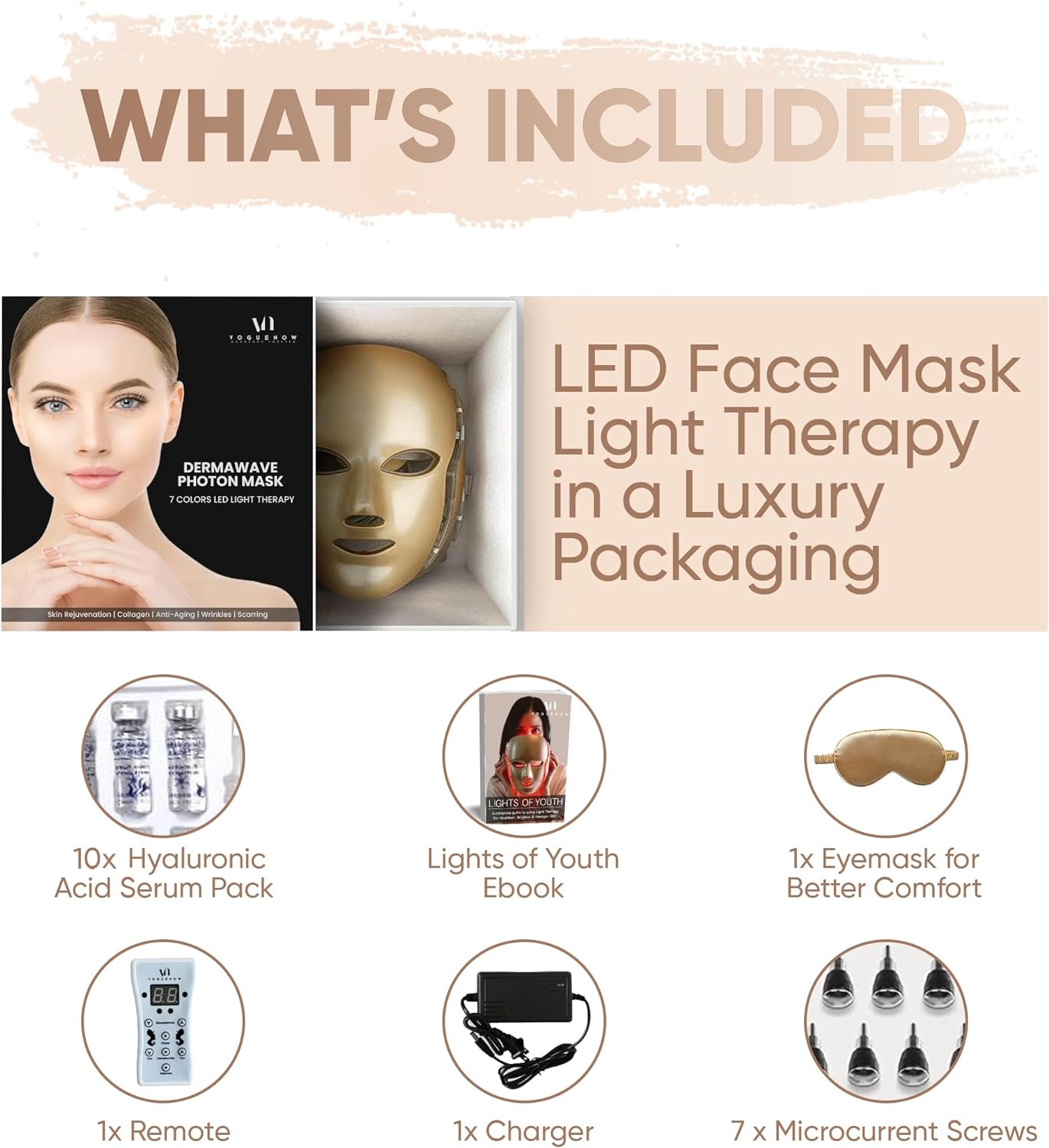 Light Therapy Mask inkl. 10 st BioAqua Serum & E-bok