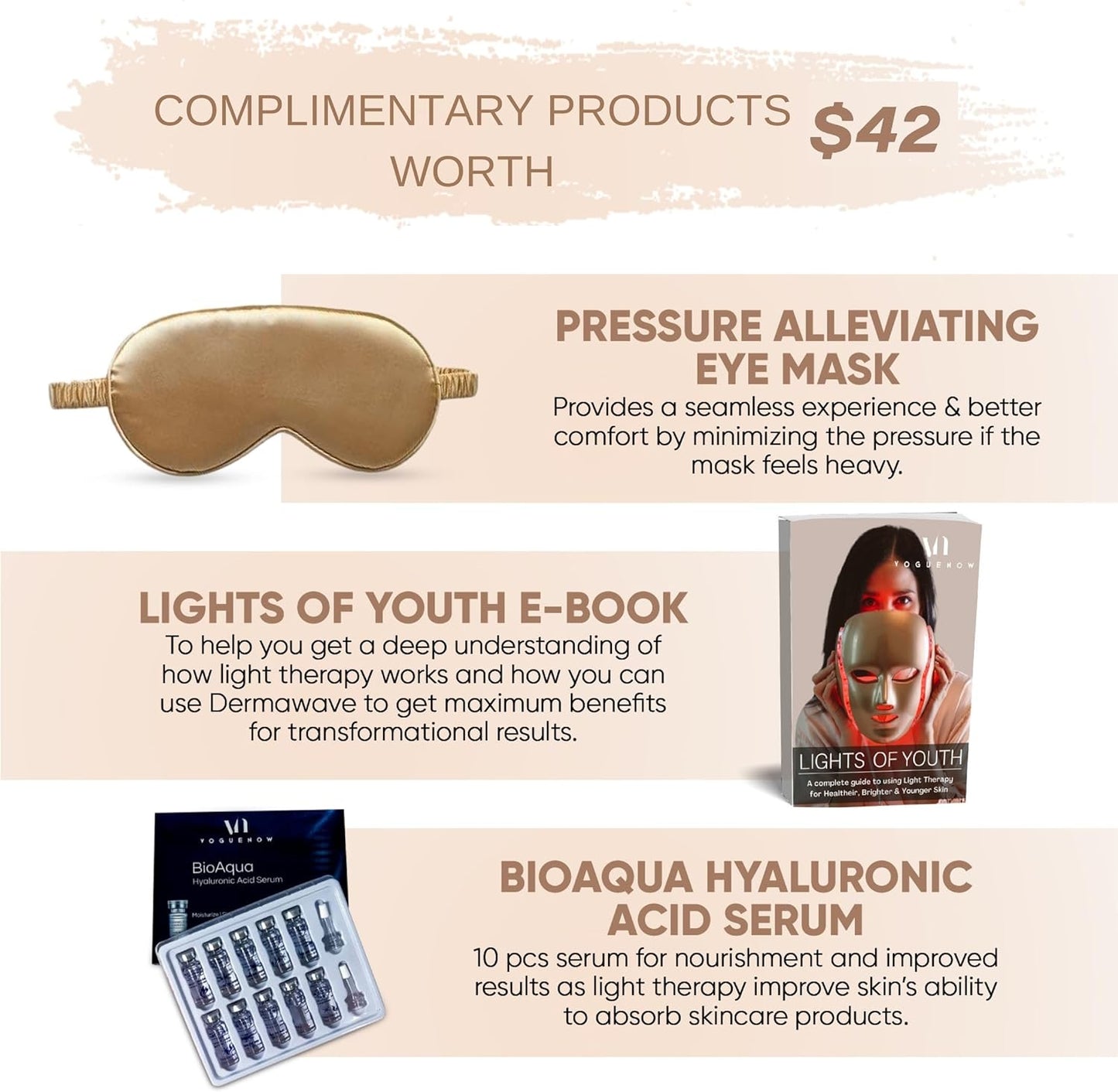 Light Therapy Mask inkl. 10 st BioAqua Serum & E-bok