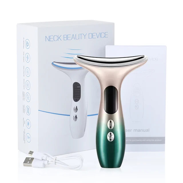 EMS Neck Face Beauty Device LED Photon Therapy Firming Lifting Skin Wrinkle Removal Thin Double Chin Vibration Facial Massager