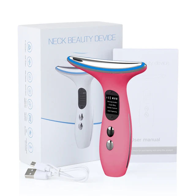 EMS Neck Face Beauty Device LED Photon Therapy Firming Lifting Skin Wrinkle Removal Thin Double Chin Vibration Facial Massager