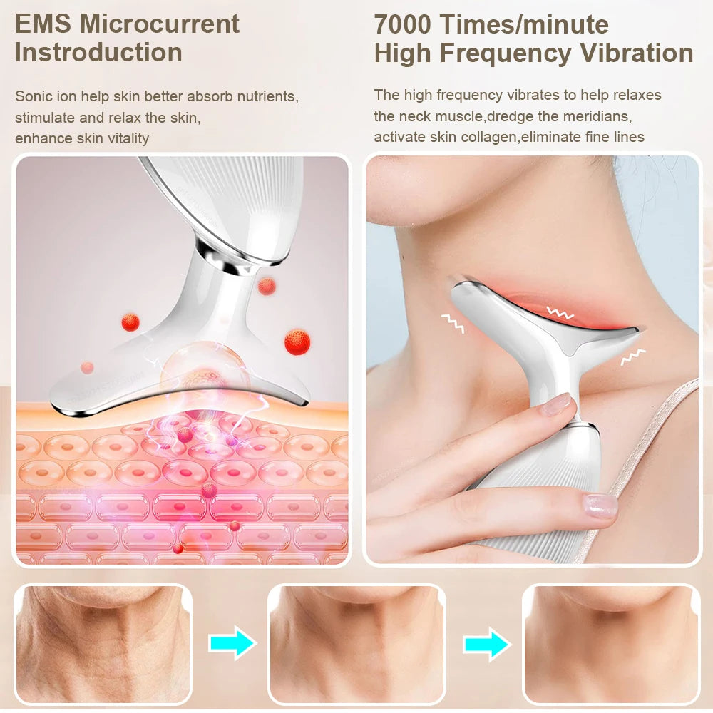 Facial Microcurrent EMS Neck Face Lifting Massager Neck Face Beauty Skin Tighten Device LED Photon Therapy anti Wrinkle Remover